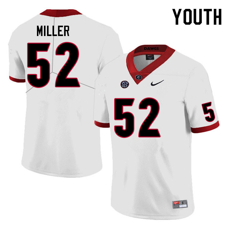 Youth #52 Christen Miller Georgia Bulldogs College Football Jerseys Sale-White - Click Image to Close
